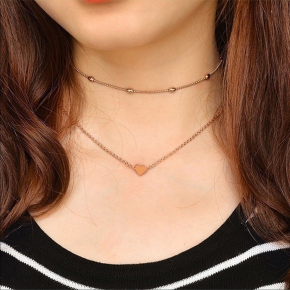 2 layer heart choker necklace - Picture 5 of 6
